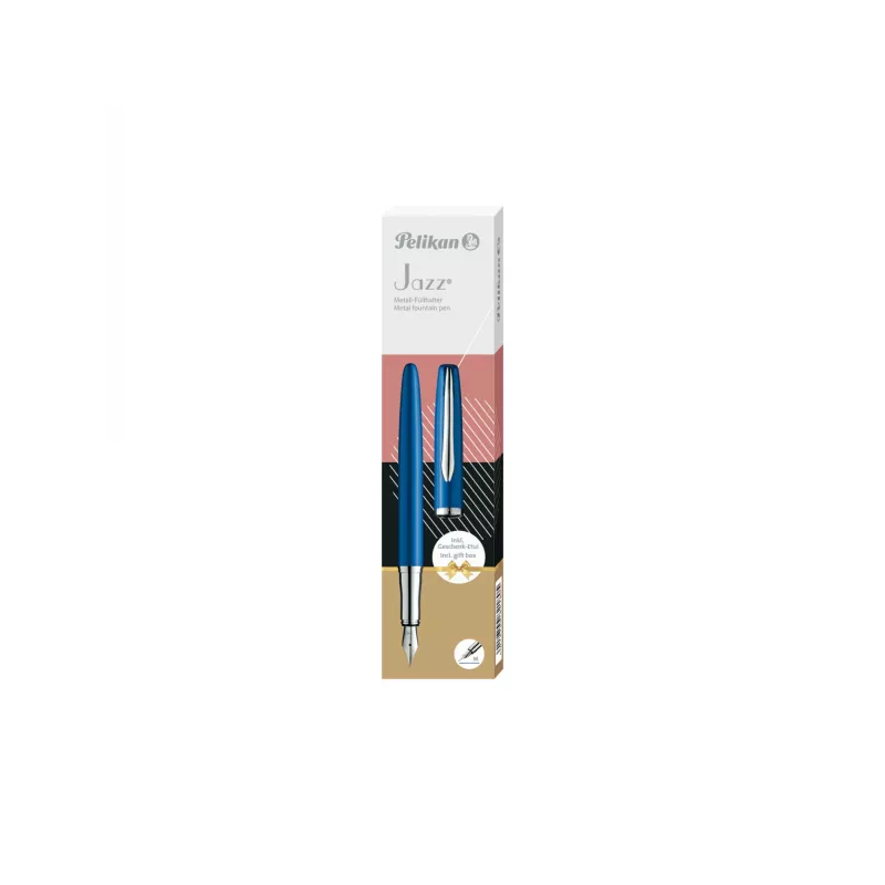 Parker stiliaus rašiklis Pelikan Jazz Noble Elegance P36 kasetinis, mėlynas sidabrinis