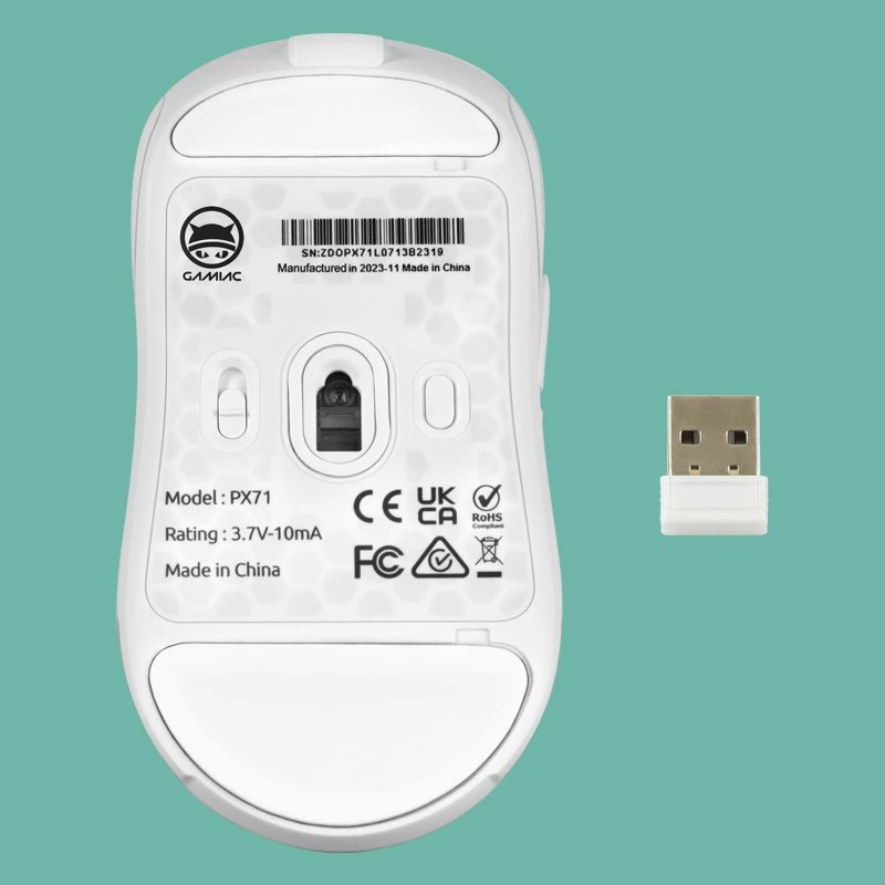 GAMIAC PX71 pelė žaidimams Ambidekstrinė RF belaidė + USB Type-A Optinė 16000 DPI