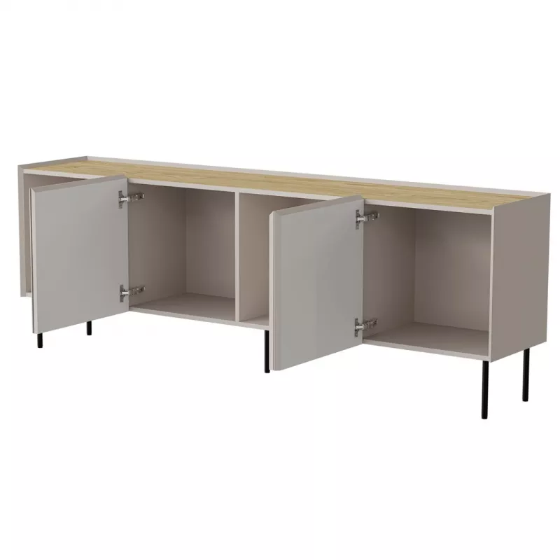 Komoda Cama Meble FELLINI 2000×400×700 mm, kaspino spalva, aliejumi padengtas ąžuolo viršus
