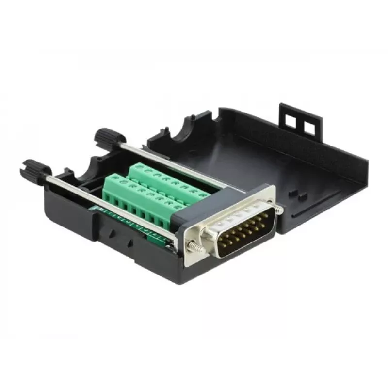 Adapteris D-Sub15 (vyriškas) į gnybtų bloką su korpusu DeLOCK 66566