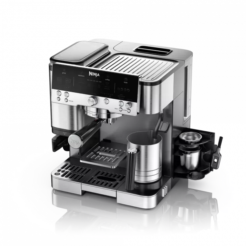 Espresso aparatas Ninja ES601EU – 2 L vandens bakas, 1 puodelio talpa, juoda/nerūdijantis plienas