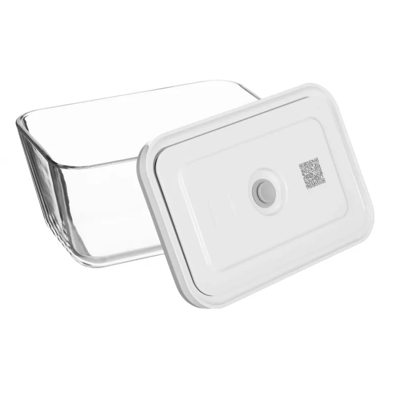 ZWILLING Fresh & Save 36803-003-0 stiklinių vakuuminių konteinerių rinkinys, stačiakampiai, 3 vnt. (S/M/L, 0,35/0,75/1,6 L), borosilikatinis stiklas, tinka mikrobangėje, orkaitėje ir indaplovėje, pilka/skaidru