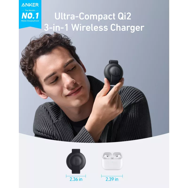 Belaidis greitasis įkroviklis Anker B25M8H11, 15 W, juodas