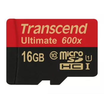 Transcend microSDHC MLC 16GB Class 10 UHS-I 600x + SD adapteris