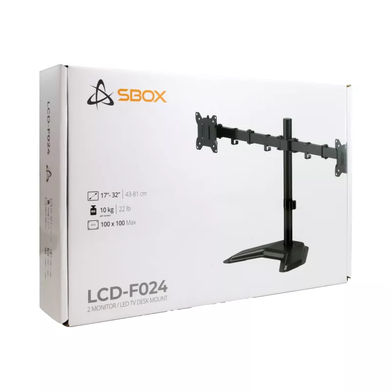SBOX LCD-F024-3 Dvigubas monitoriaus laikiklis (17-32/2x10kg/100x100)