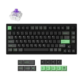 Mechaninė klaviatūra Keychron P1 H-M1Z 75% laidinis ir belaidis USB, RF, Bluetooth 5.2, RGB apšvietimas, juoda, baterija iki 100 h, USB-C