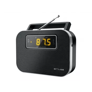 Muse M-081R | 2 juostų PLL nešiojamas radijo imtuvas su žadintuvu | Juoda