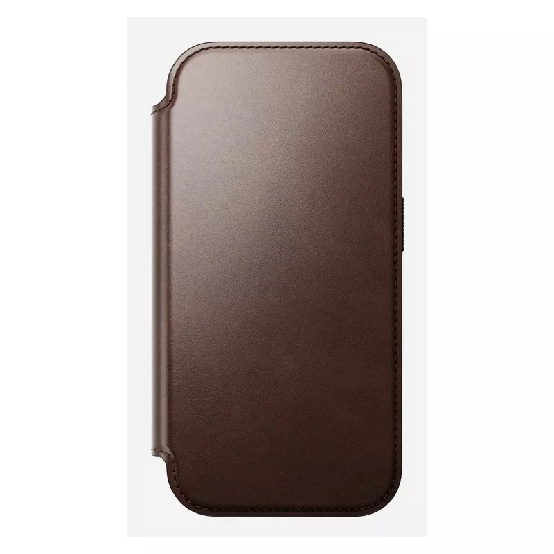Mobilaus telefono dėklas Nomad Modern Leather Folio, skirtas iPhone 17 Pro, oda/aliuminis, 16 cm (6,3 inch), rudas, 4 kortelių kišenės