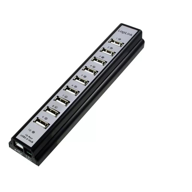 LogiLink UA0096 USB 2.0 mazgas 10 prievadų juodas