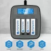 Baterijų įkroviklis everActive NC1000MV2 – Ni‑MH 4 lizdų USB‑C įkroviklis, 4 elementai, 5 V, juodas, 110×99×38 mm