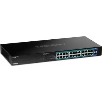 TRENDnet TPE TG262 – 24 prievadų PoE+ valdomas tinklo jungiklis su 2 SFP lizdais, 380 W