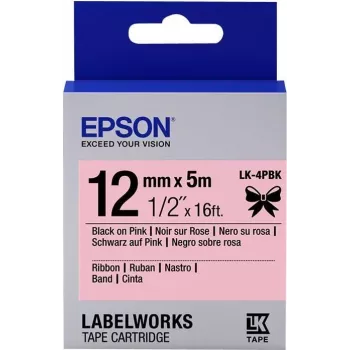 Epson LK-4PBK satino juostos kasetė, juoda/rožinė, 12 mm (5 m)