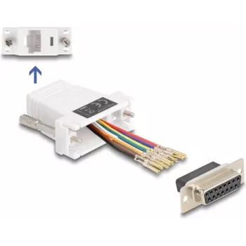 DeLOCK D-Sub 15 pin moteriškas į RJ45 moterišką surinkimo rinkinys baltas VGA RJ-45