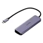 USB šakotuvas Unitek P5+ H1107A — 4 × USB-A 3.2 Gen 2, USB-C 3.2 Gen 1, 5 Gbit/s, 10 W PD, aliuminis, pilkas