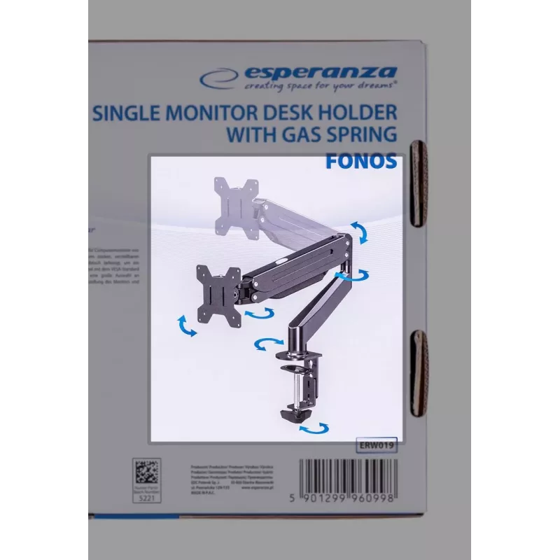 Esperanza ERW019 monitoriaus laikiklis / stovas 68.6 cm (27 inch) stalas juodas