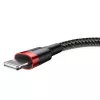 USB-A į Lightning laidas Baseus Cafule 2.4A QC 3.0, 1 m — juodas/raudonas
