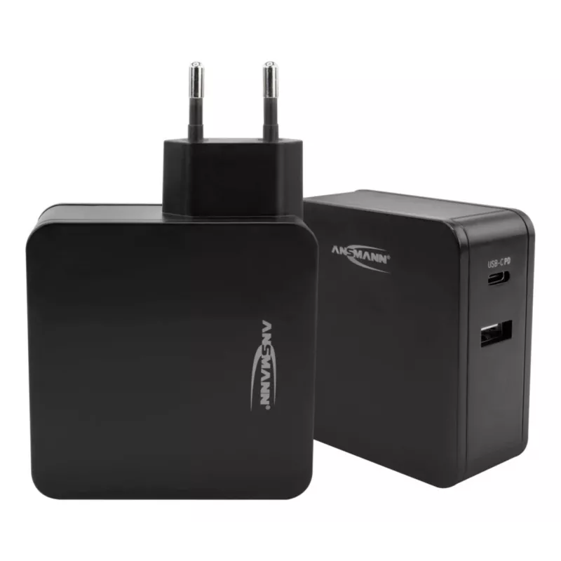 ANSMANN 247PD - Maitinimo šaltinis - 45 W - 4700 mA - PD, QC 3.0 - 2 išėjimo prievadai (USB, USB-C) - Juoda (1001-0095)