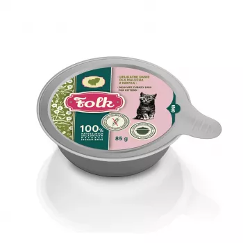 FOLK Kitten Delicate turkey dish - šlapias kačių ėdalas kačiukams - 85g