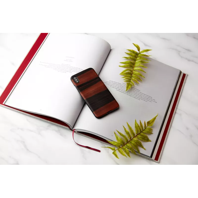 Dėklas Man & Wood iPhone XS Max apsauginis, kietas, juodas, medinis
