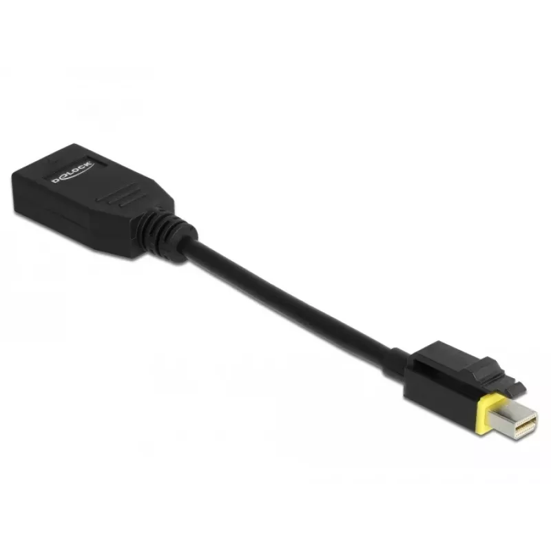 DeLOCK - DisplayPort adapteris - Mini DisplayPort (kištukas) su fiksavimu į DisplayPort (lizdas) - DisplayPort 1.4 - 15 cm - be halogenų, 8K palaikymas - Juoda (65978)