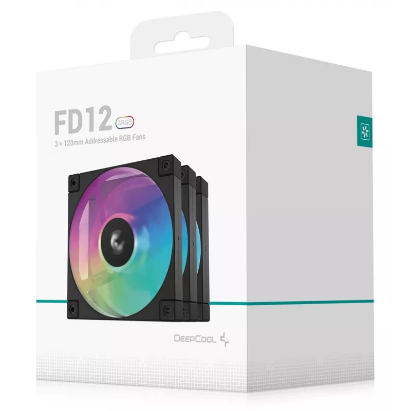 Ventiliatorių rinkinys DeepCool FD12 ARGB-3 in 1 12 cm juodas/baltas 3 vnt. Maksimalus oro slėgis 2.56 mmH2O