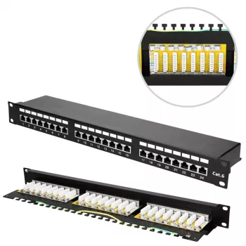 Extralink CAT6 STP V2 | Pataisų skydelis | 24 prievadai