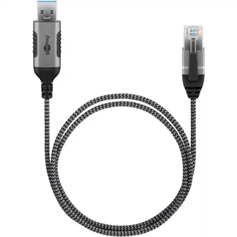 Goobay USB-A 3.0 į RJ45 eterneto kabelis, plonas, 3 m (74396)
