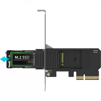 ICY DOCK MB305M4P-B – Išimamas M.2 NVMe SSD adapteris į PCIe 4.0 x4 kortelę su įrankių nereikalaujančiu dėklu