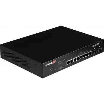 Edimax Pro GS-5208PLG V2 - išmanusis tinklo jungiklis - 8 x 10/100/1000 (PoE+) + 2 x 1000Base-X SFP - montuojamas į stelažą - PoE+ (160 W)