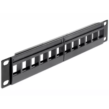 Patch panel DeLOCK 43259 10 colių, 12 keystone modulių, juodas