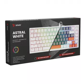 Savio ASTRAL WHITE JADE 3 COLOURS klaviatūra, žaidimų, USB, QWERTY US International