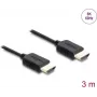 HDMI laidas DELOCK 81683 — 3 m, HDMI A tipo kištukas-kištukas, 48 Gbit/s, iki 7680×4320, auksuoti kontaktai, juodas