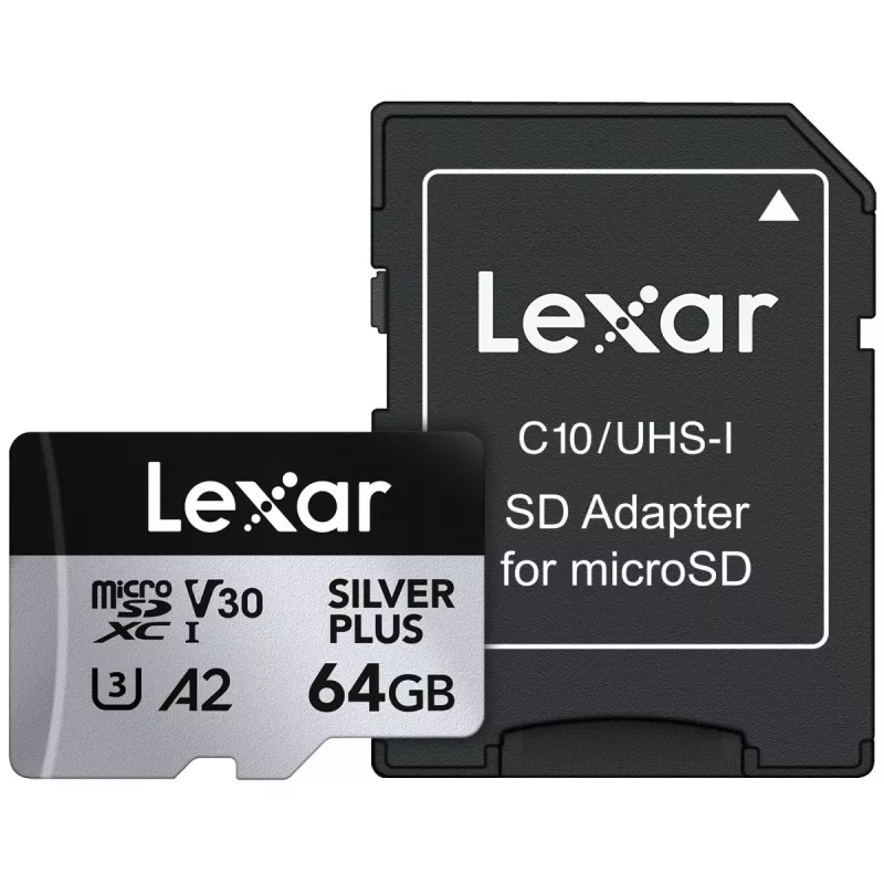 „Lexar“ 64 GB „MicroSD“ kortelė UHS-I 3 klasė „SILVER PLUS“