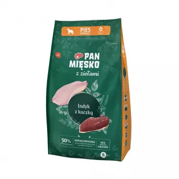Sausas šunų maistas Pan Miesko Kalakutiena ir Antis 9 kg, Suaugę, Baltymai 30%, Riebalai 20%, Be glitimo ir sojos