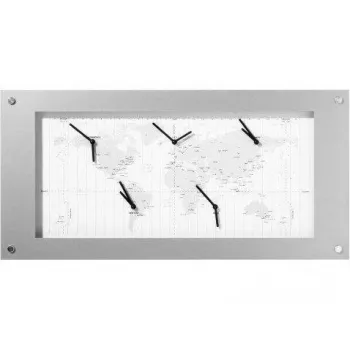 NeXtime B1009065 Time Zone sieninis laikrodis, 39x90 cm, baltas/sidabrinis