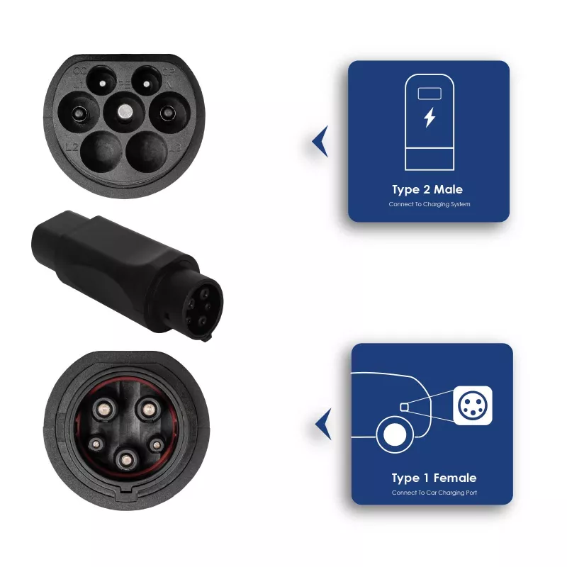 Akyga AK-SC-E08 elektromobilio įkrovimo adapteris Type 2 (F) / Type 1 (M) 32A