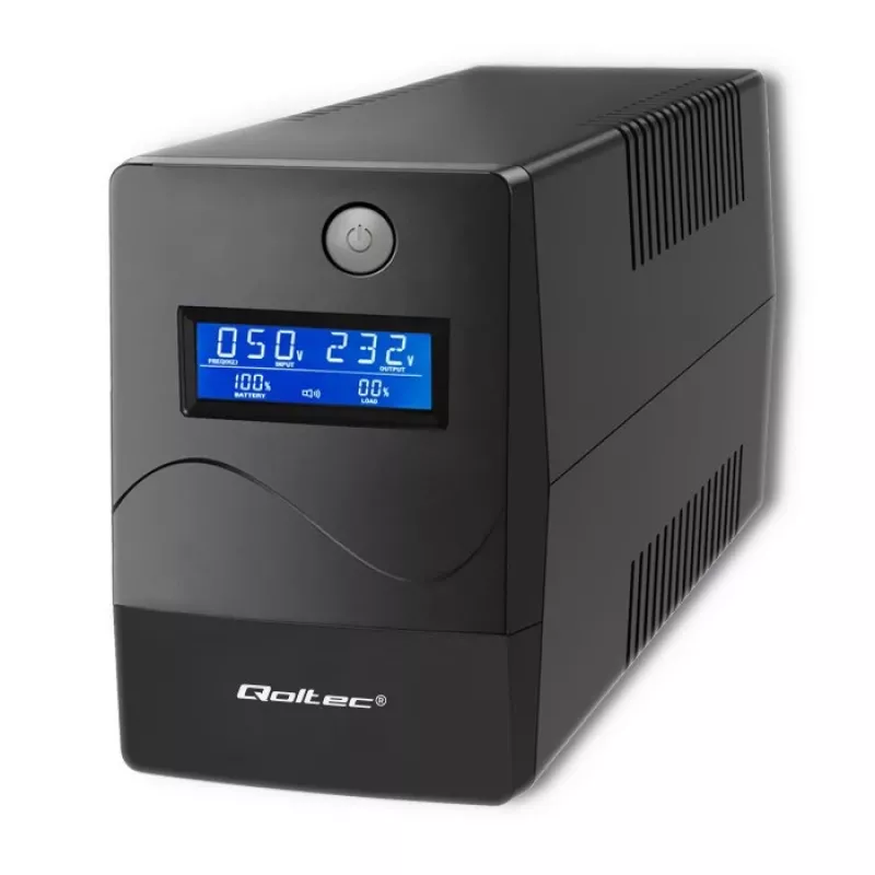 Qoltec Monolith nepertraukiamo maitinimo šaltinis (UPS) Dvigubo keitimo (Online) 0.45 kVA 240 W 2 AC lizdai