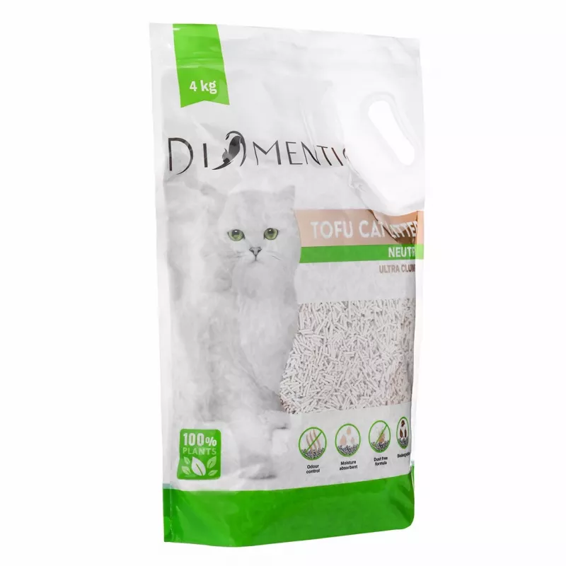 DIAMENTIQ Tofu Neutral Ultra clumping – augalinis kačių kraikas – 4 kg