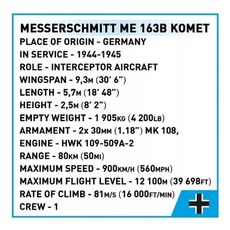 Blokai Messerschmitt Me 163B Kometa 543 blokai
