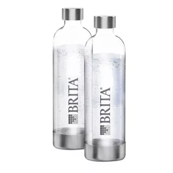 Brita 1043722 gazuoto vandens butelis, nerūdijantis plienas, 1 L, skaidrus, 2 vnt. pakuotė