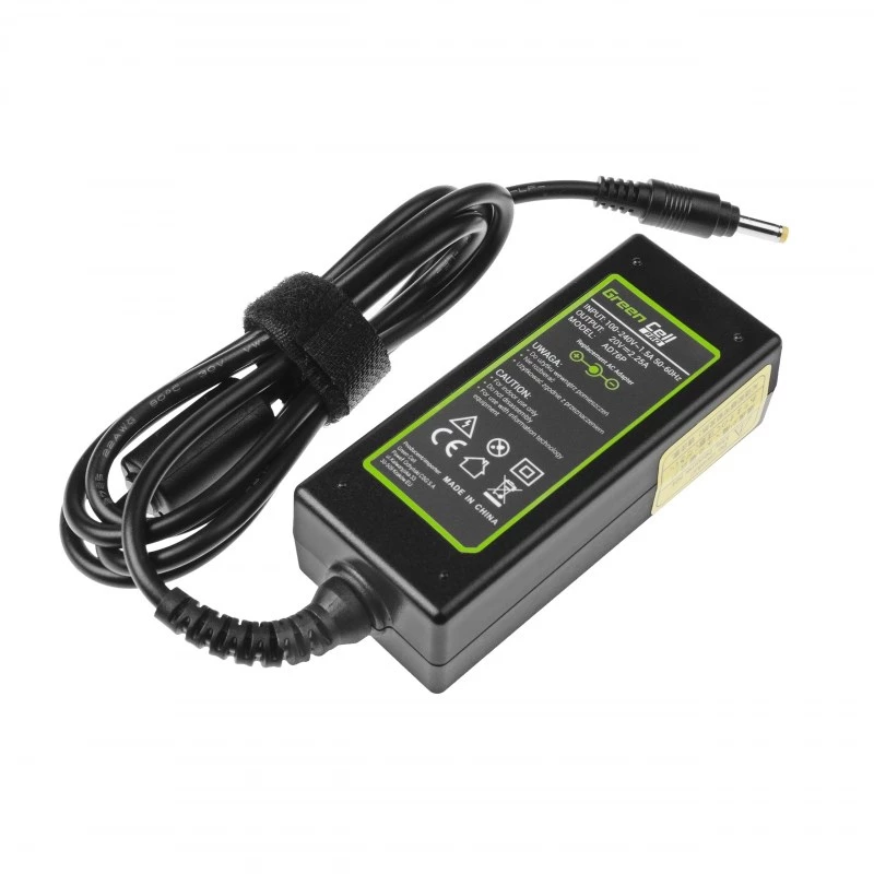 Maitinimo adapteris Green Cell AD76P 45W, skirtas Lenovo nešiojamiesiems kompiuteriams, 20V 2,25A, AC–DC, 100–240V įėjimas, juodas
