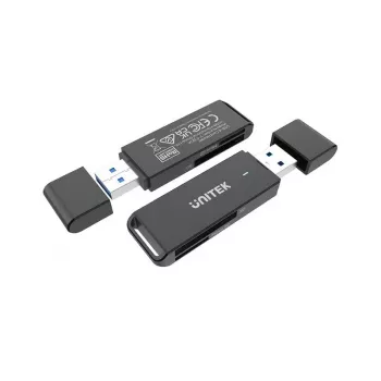 Kortelių skaitytuvas Unitek Y-9327A USB 3.2 Gen 1 Type-A — MicroSD/SD, 2 lizdai, 5000 Mbit/s, juodas