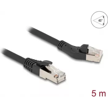 DeLOCK RJ45 Cat.8.1 tinklo kabelis 45° kairysis kampinis 5m juodas