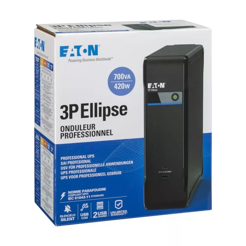 Eaton 3P Ellipse 700 nepertraukiamo maitinimo šaltinis (UPS) Stovėjimo režimas (Offline) 0,7 kVA 420 W 4 AC lizdai