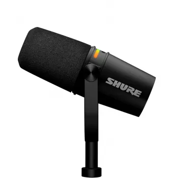 Shure MV7+-K - Profesionalus paskaitų ir vokalo mikrofonas su XLR/USB-C jungtimis, juodas
