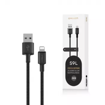 USB-A į Lightning laidas Orsen S9L 1 m 2.1A – juodas