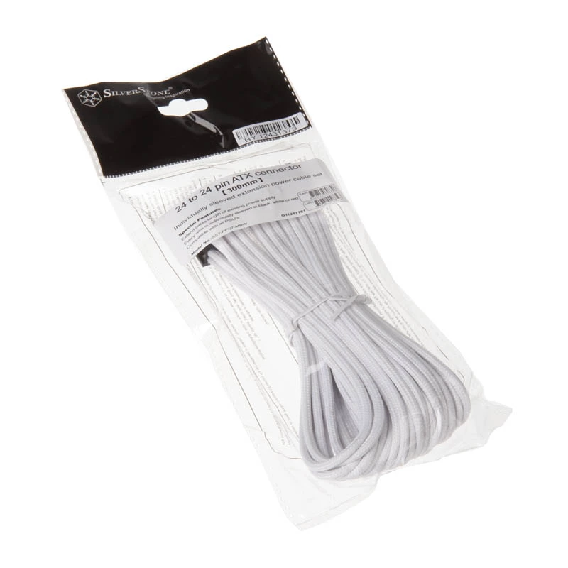 SilverStone PP07-MBW - Maitinimo ilginimo kabelis - ATX, 24 kontaktų (M) - ATX, 24 kontaktų (M) - 30 cm - Baltas (SST-PP07-MBW)