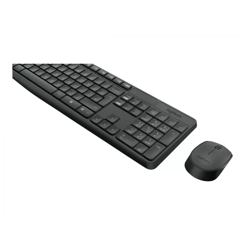 Belaidis klaviatūros ir pelės rinkinys Logitech MK235, pilno dydžio, pilka