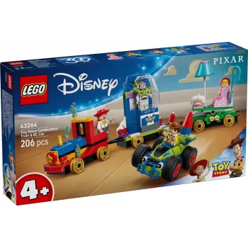 LEGO Disney Toy Story šventinis traukinys ir RC automobilis 43264 – 206 dalių, 4 minifigūrėlės, nuo 4 metų