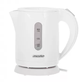 Mesko virdulys MS 1376 | Elektrinis | 850 W | 0,8 L | Plastikinis | 360° sukamas pagrindas | Baltas